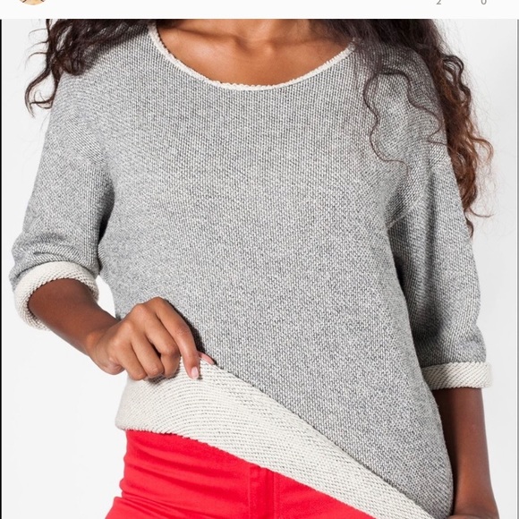 American Apparel Tops - American Apparel reversible tan and grey sweater